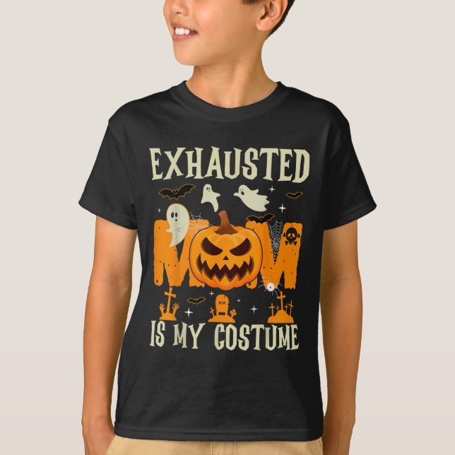 Exhausted Mamma är min Costume Ghost Happy hallowe T Shirt (Framsida)