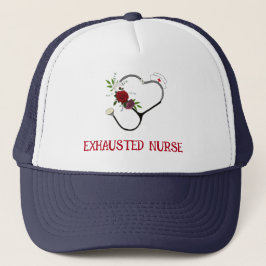 Exhausted Nurse Stethoscope Truckerkeps