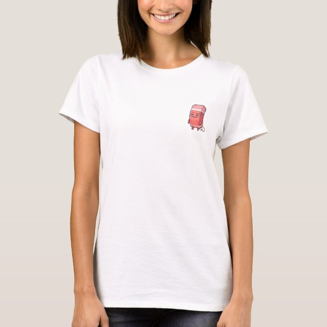 Exhausted Pink Eraser Cartoon T Shirt (Framsida)