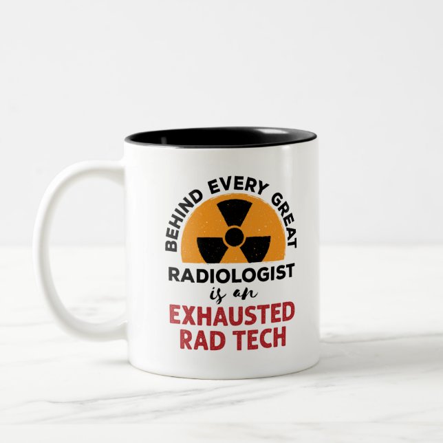 Exhausted Rad Tech Funny Radiologic Technolog Två-Tonad Mugg (Vänster)
