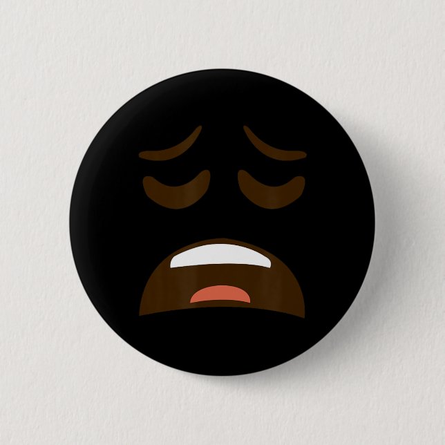Exhausted Tired Ansikte Emoticon Costume Easy Hall Knapp (Framsida)