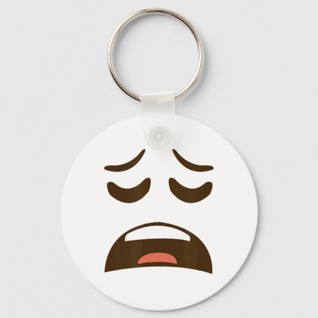 Exhausted Tired Ansikte Emoticon Costume Easy Hall Nyckelring (Framsida)