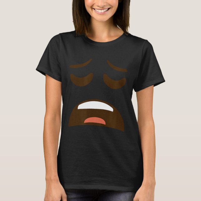 Exhausted Tired Ansikte Emoticon Costume Easy Hall T Shirt (Framsida)