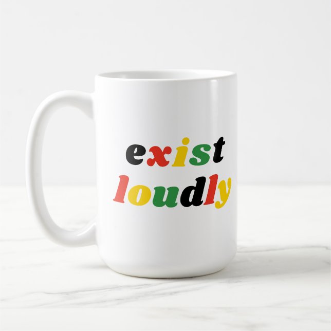 Exist Louely Black History Feminist Empowerment Kaffemugg (Vänster)