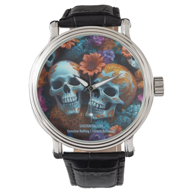 EXISTENTIAL LITE Memento Mori Älskare Döskallars Armbandsur (Framsida)