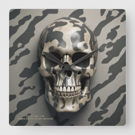 EXISTENTIAL LITE Memento Mori Camo Skull Fyrkantig Klocka
