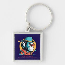 EXISTENTIAL LITE Toon Chimp Fyrkantig Silverfärgad Nyckelring