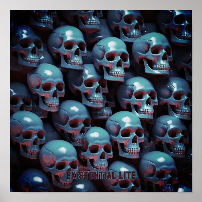 EXISTENTIELL LITE-Döskallar 1b Akrylutskrift Poster (Framsidan)
