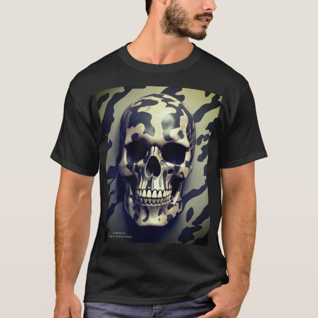 EXISTENTIELL LITE Memento Mori Camo Skull Tshirt 1 T Shirt (Framsida)