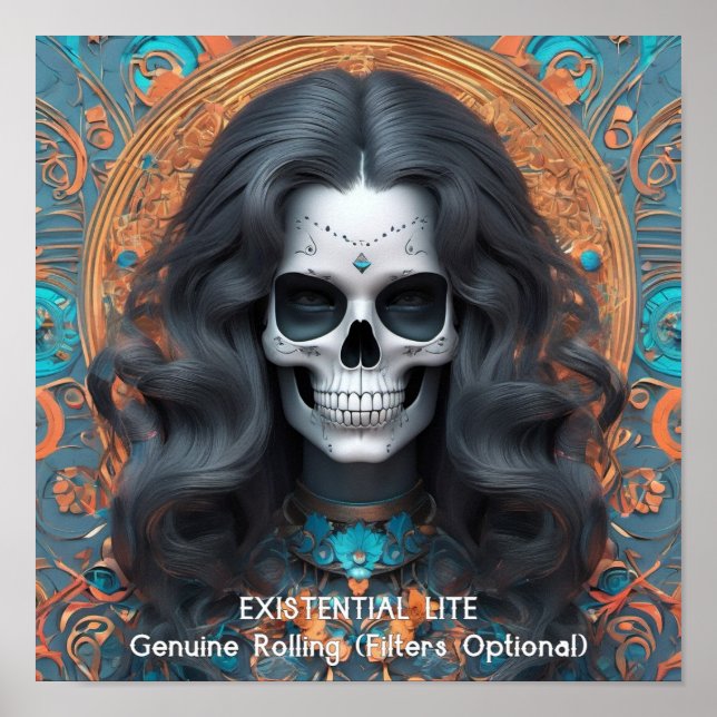 EXISTENTIELL LITE Memento Mori Femme Skull Poster (Framsidan)