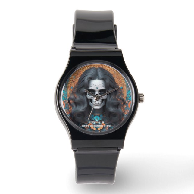 EXISTENTIELL LITE Memento Mori Femme Skull Unisex Armbandsur (Framsida)