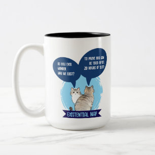 Existentiell tupplur Rolig katt Sömn Humor Citat Två-Tonad Mugg