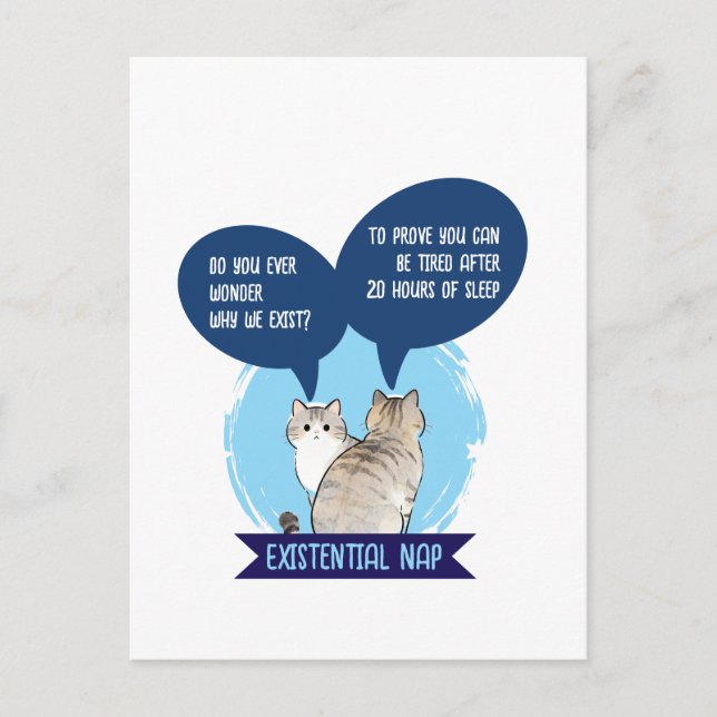 Existentiell tupplur Rolig katt Sova Humor Citat Vykort (Framsida)
