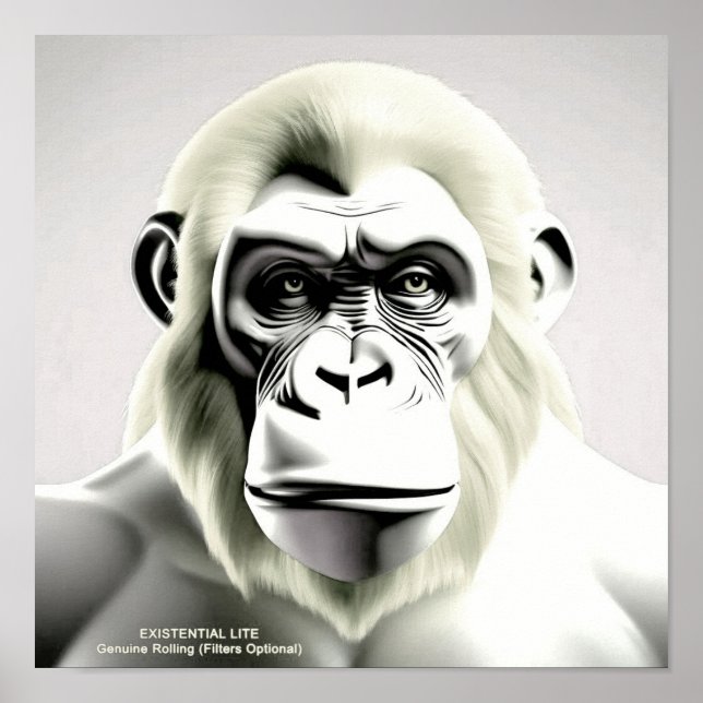 EXISTENTIELLT LITE Ape Ecru Poster (Framsidan)