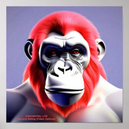 EXISTENTIELLT LITE Ape Red Poster