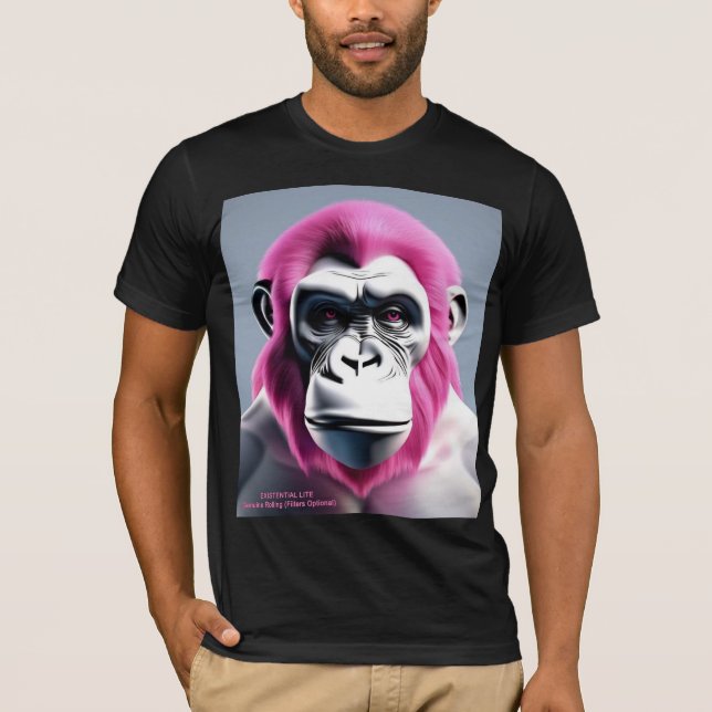 EXISTENTIELLT LITE Ape Rosa Unisex T-Shirt (Framsida)