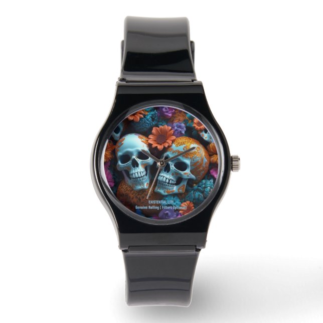 EXISTENTIELLT LITE Memento Mori Älskare Döskallars Armbandsur (Framsida)