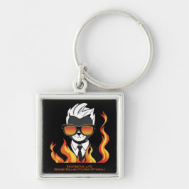 EXISTENTIELLT LITE Toon Cat Fyrkantig Silverfärgad Nyckelring