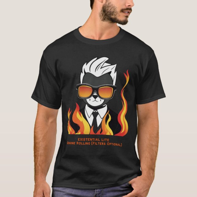 EXISTENTIELLT LITE Toon Cat T Shirt (Framsida)