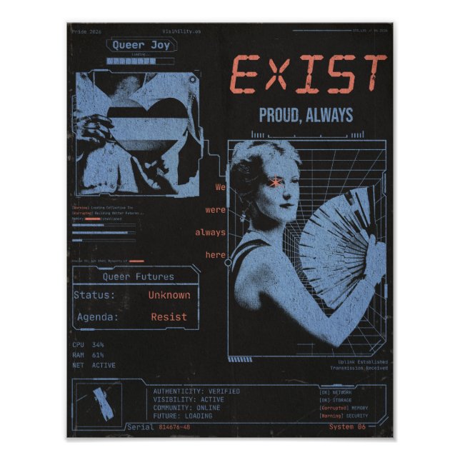 Existera Pride HBTQ+ Modern Brutalism Fototryck (Framsidan)