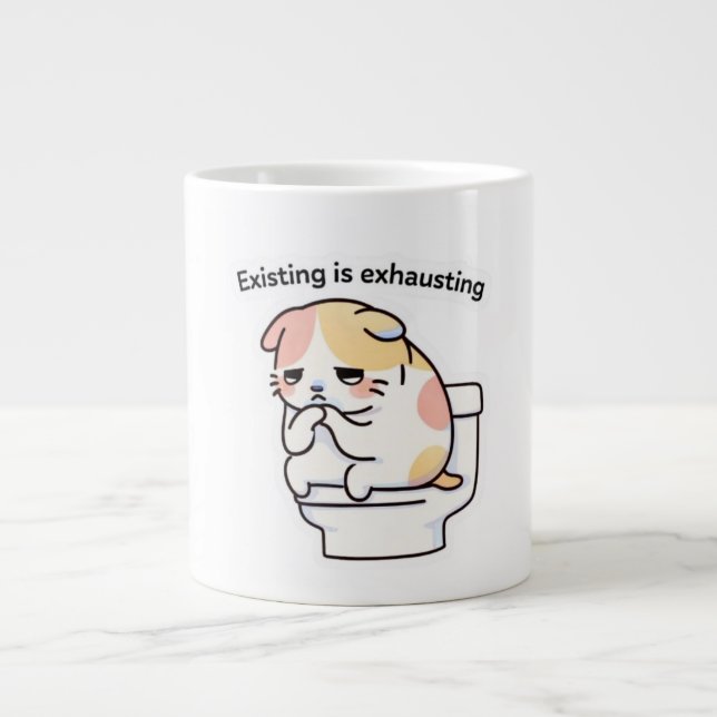 Existing Is Exhausting Funny Coffee Mug Jumbo Mugg (Framsidan)