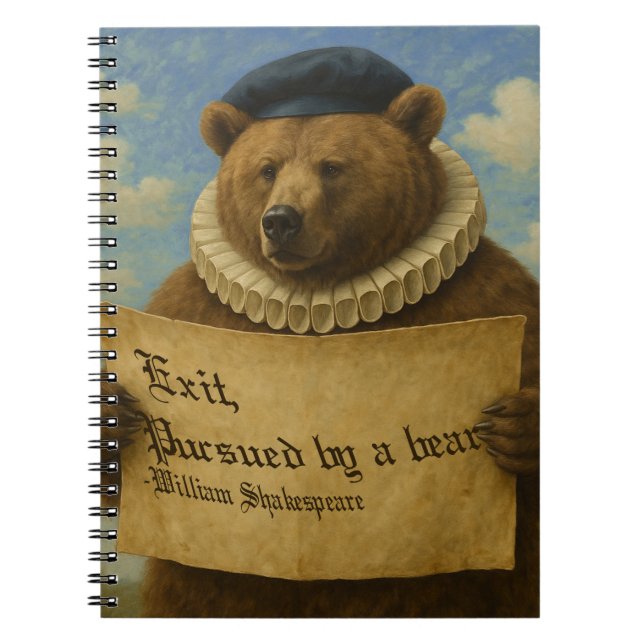 Exit, pursued by a bear Shakespeare quote bear Anteckningsbok (Framsidan)