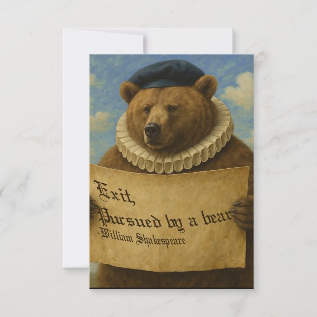 Exit, pursued by a bear Shakespeare quote bear Tack Kort (Framsida)