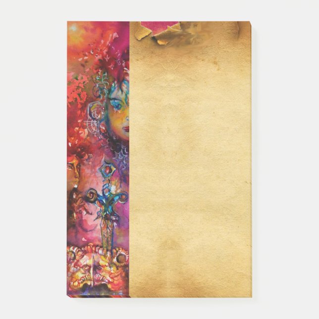 EXKALIBUR,DÅ AV MAGIC SWORD Antique Parchment Post-it Block (Framsida)