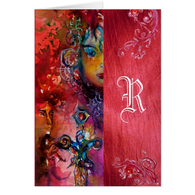 EXKALIBUT QUEEN OF MAGIC SWORD Fantasy Monogram Hälsningskort (Framsidan)