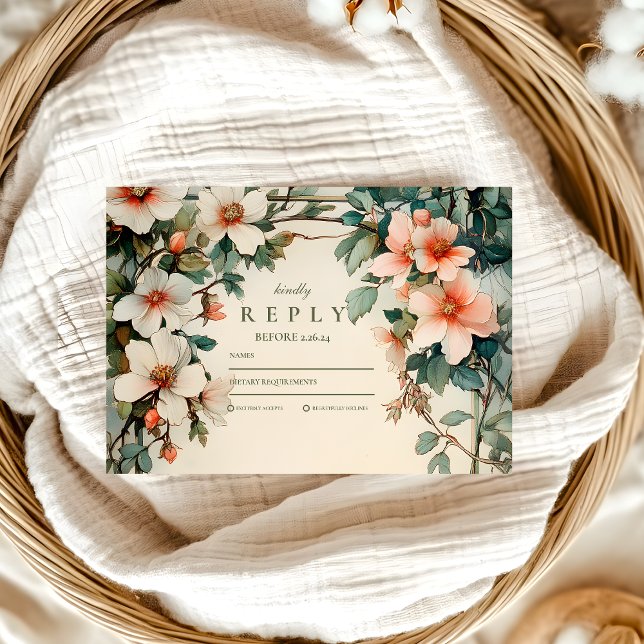 Exklusiv Art Nouveau Bröllopsfest med Blommor OSA Kort (Skapare uppladdad)