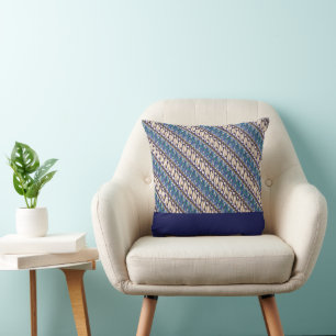 Exklusiv Batik Parang Two Tone Mönster Blue Kudde