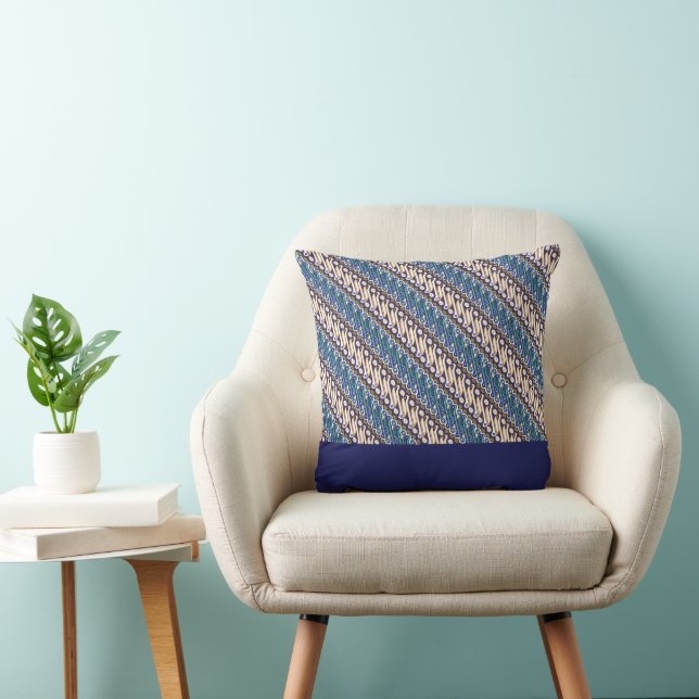 Exklusiv Batik Parang Two Tone Mönster Blue Kudde (Stol)