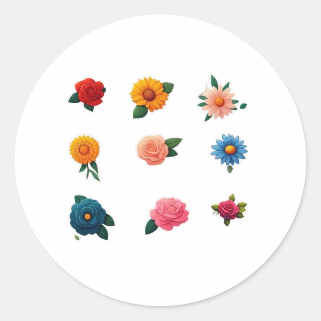 Exklusiv blomstermärkessamling runt klistermärke (Framsida)