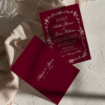 Exklusiv Burgundy Blommig Gammal Peng Bröllop örte