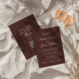 Exklusiv chokladbrun gammal peng QR-kod bröllop Inbjudningar
