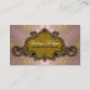 Exklusiv Damask Rosa och Guld Butik Kort