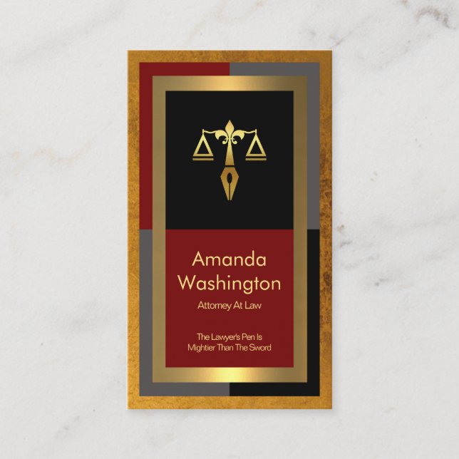 Exklusiv Exquisite Guld Photo Ram Lawyer Visitkort (Framsida)