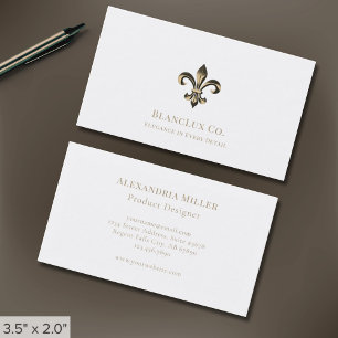 Exklusiv Fleur-de-lis Logotyp Vitt Affärskort Visitkort