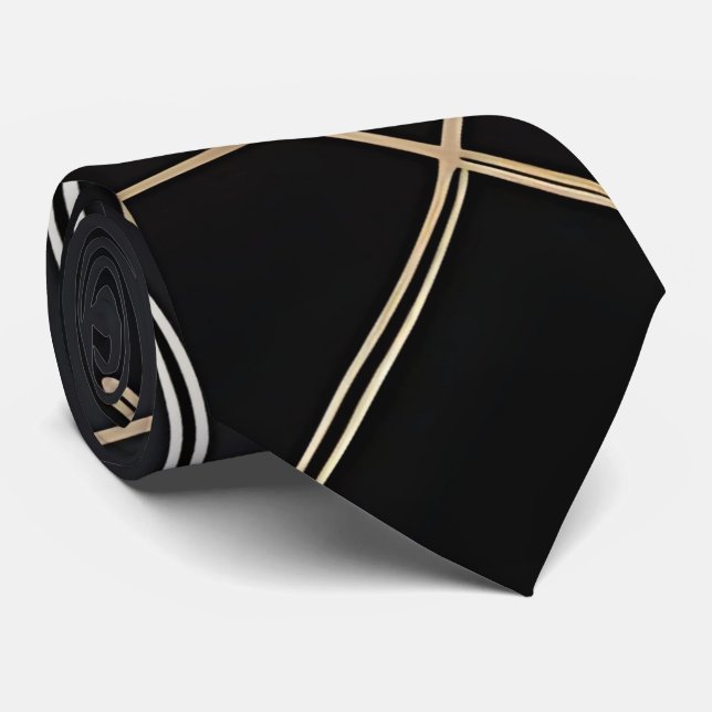 Exklusiv Geometric Black Guld Neck Tie Slips (Rullad)