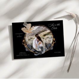 Exklusiv Guld Black-Blommigten Spara datum Vykort