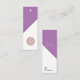 Exklusiv klädbranding storlek logotyp lila upphäng mini visitkort