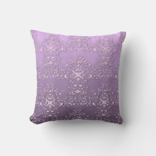 Exklusiv lavendel och lila tvåtons-damask kudde