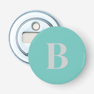 Exklusiv Light Teal Grått Monogram Initial Brev Flasköppnare
