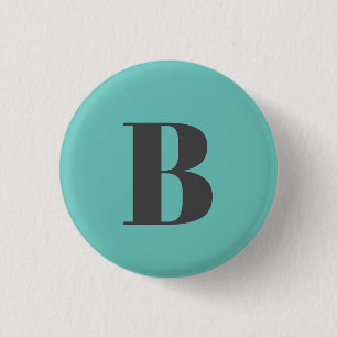 Exklusiv Light Teal Grått Monogram Initial Brev Knapp