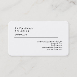 Exklusiv Modern Plain White-Trendig - minimalistis Visitkort
