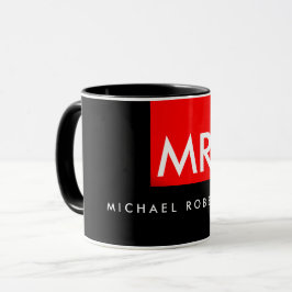 Exklusiv Monogram Black Red Rand Elegant Mugg
