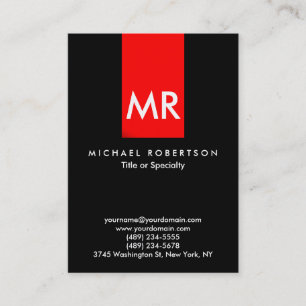 Exklusiv Monogram Black Red Rand Elegant Visitkort
