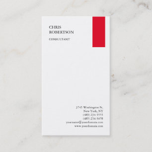 Exklusiv Red White Modern Minimalist Plain Visitkort