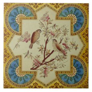 Exklusiv Repro Hand Glazed Birds Victorian Kakelplatta
