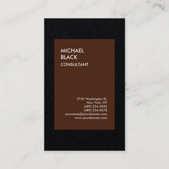 Exklusiv Speciell Black Brown Modern Minimalist Visitkort (Framsida)